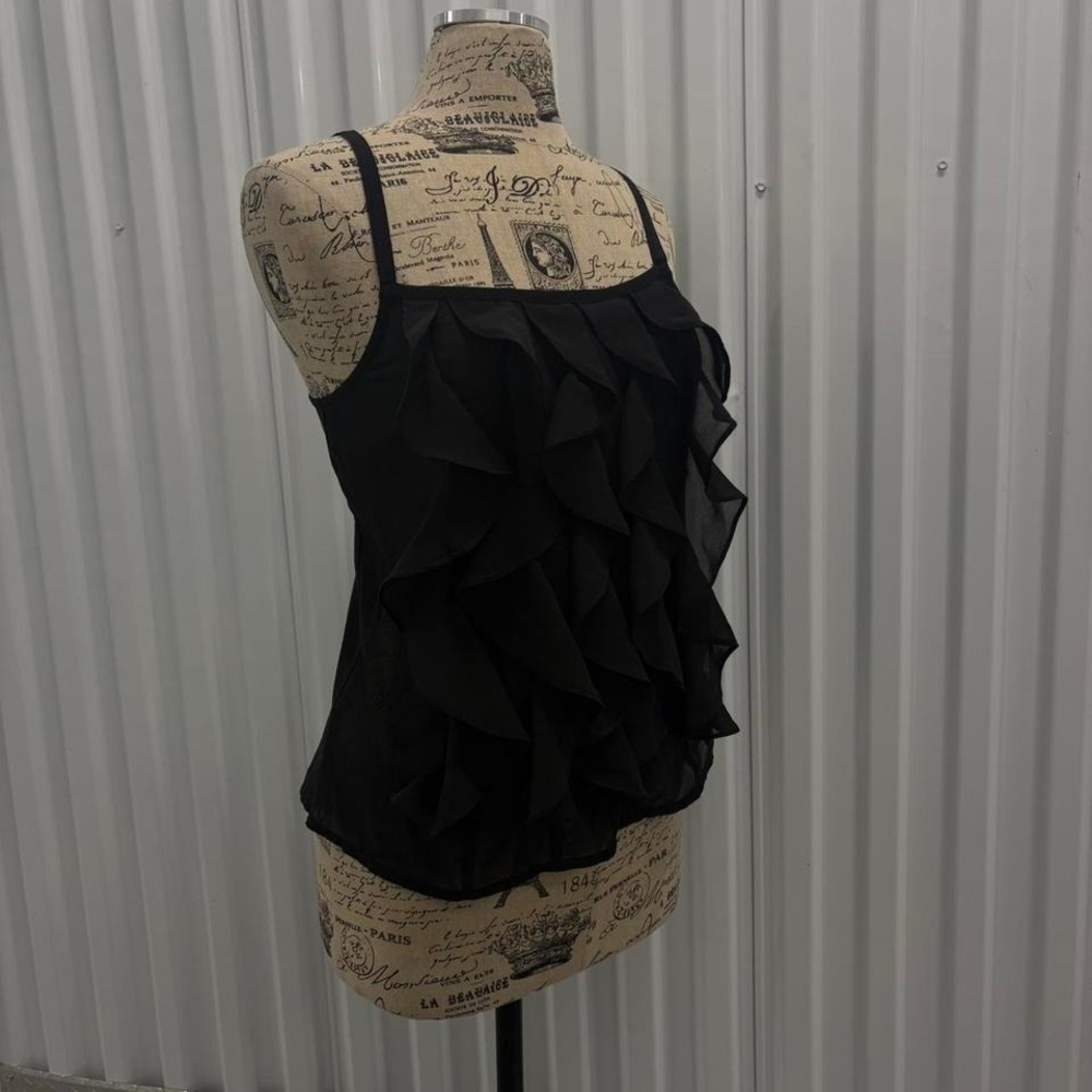 Fire London Black Ruffle Layered Spaghetti Strap Tank Top Women's Size S